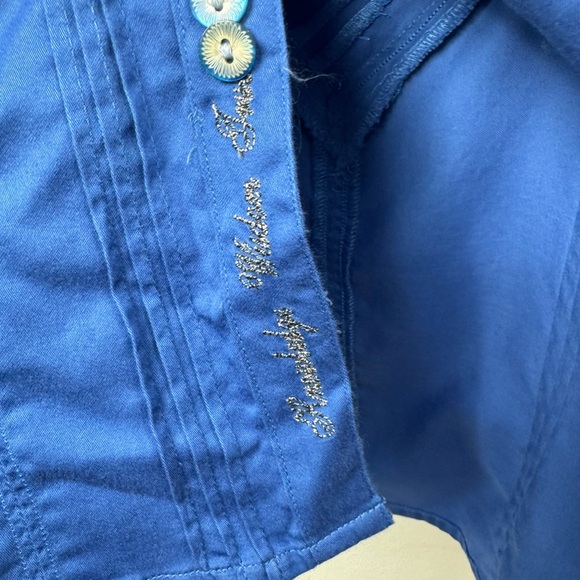 Robert Graham Size Large Blue Embroidered Button Shirt Flip Cuff - Picture 12 of 12